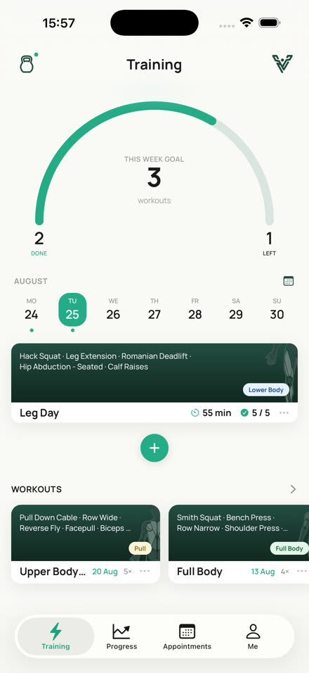 Trainingspläne in der Vitek Fitness App