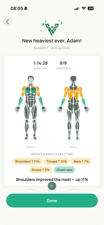 Nach dem Training in der Vitek Fitness App